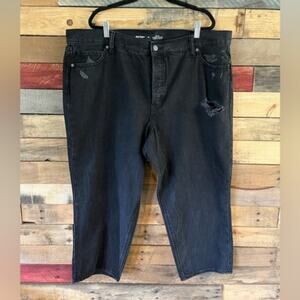 Old Navy Black Distressed High Rise Straight Leg‎ Jeans Size 20